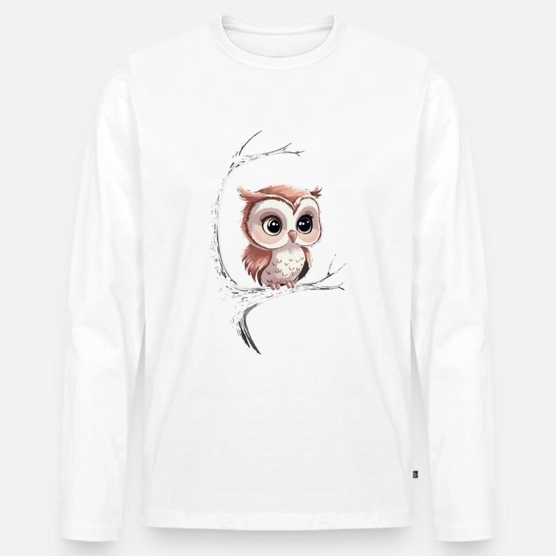 Nachteule Eule Eulen Vogel - Männer Premium Bio Langarmshirt - Weiß