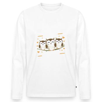 Night Owl Owl Owl Bird - Men's Premium Organic Long Sleeve Shirt - white - Front - Nico (187cm)