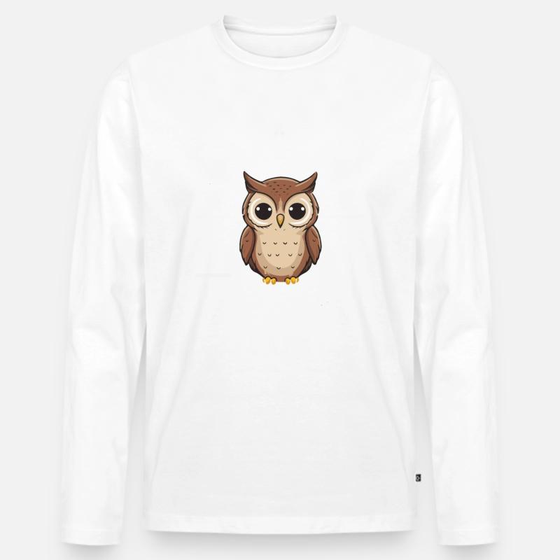 Nachteule Eule Eulen Vogel - Männer Premium Bio Langarmshirt - Weiß