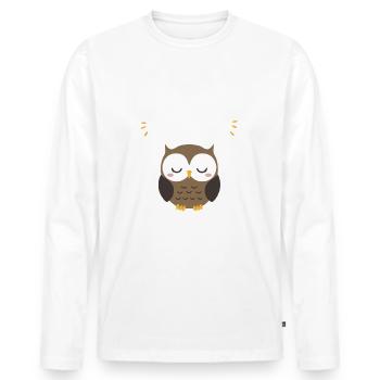 Night Owl Owl Owl Bird - Men's Premium Organic Long Sleeve Shirt - white - Front - Nico (187cm)
