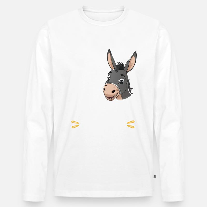 Esel Eselchen Maultier Muli - Männer Premium Bio Langarmshirt - Weiß