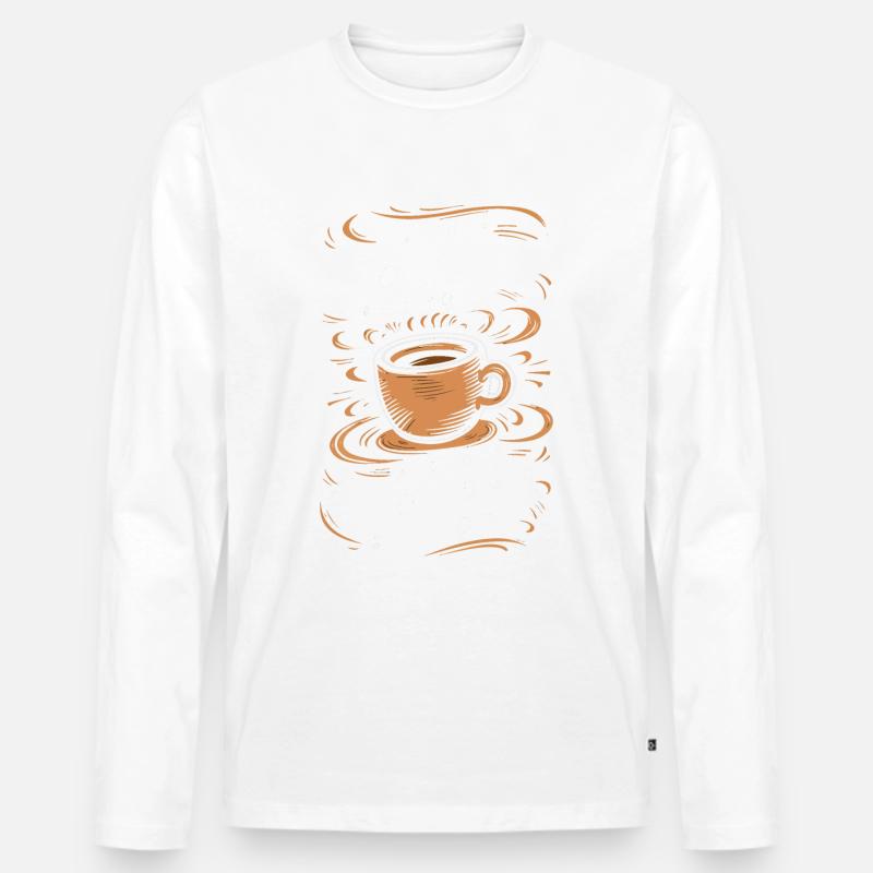 Kaffee Kaffees Trinker - Männer Premium Bio Langarmshirt - Weiß
