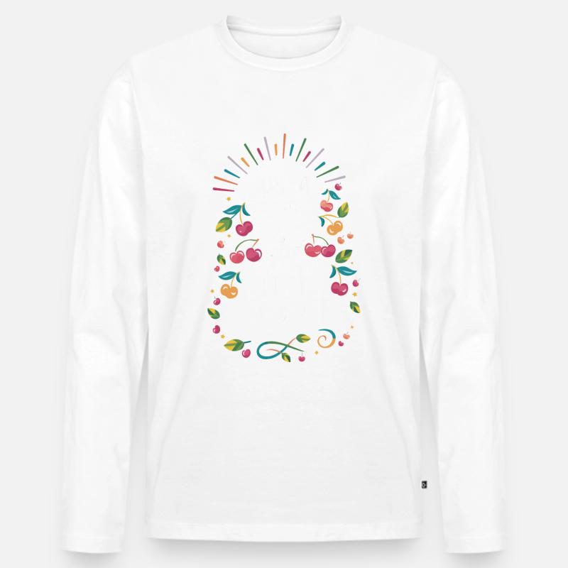 Kirsche Kirschen Früchte Essen - Männer Premium Bio Langarmshirt - Weiß