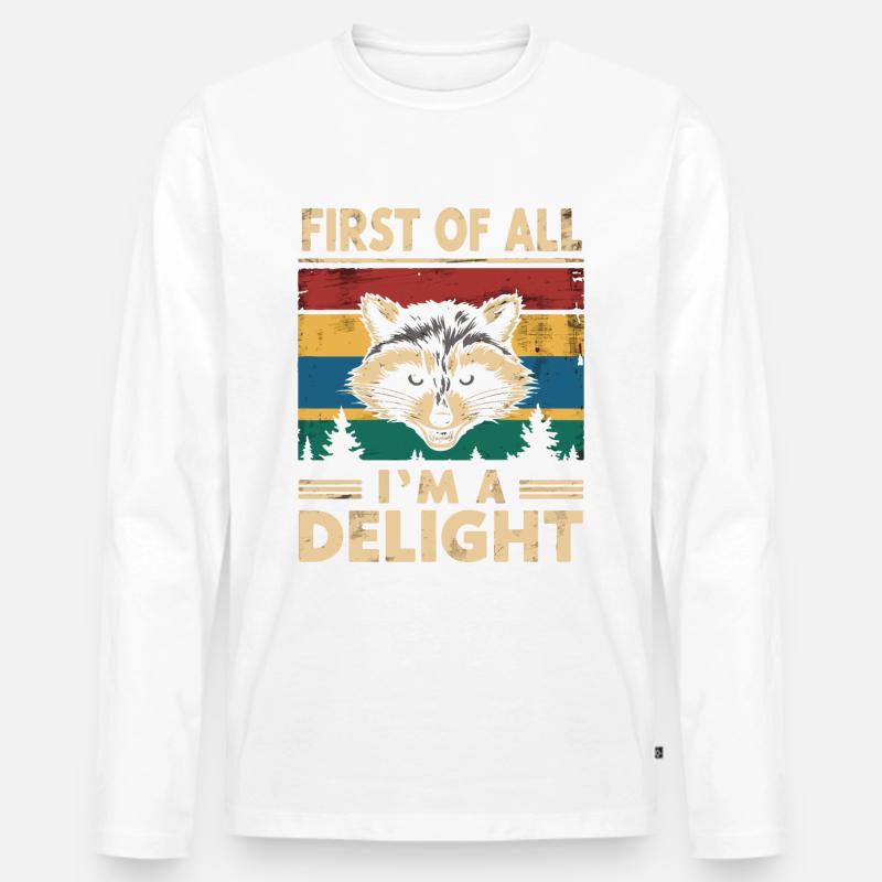 Waschbär - Männer Premium Bio Langarmshirt - Weiß