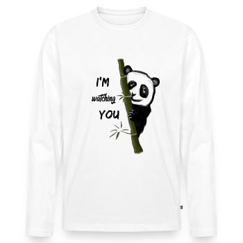 Panda - Men's Premium Organic Long Sleeve Shirt - white - Front - Nico (187cm)