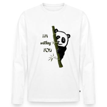 Panda - Men's Premium Organic Long Sleeve Shirt - white - Front - Nico (187cm)