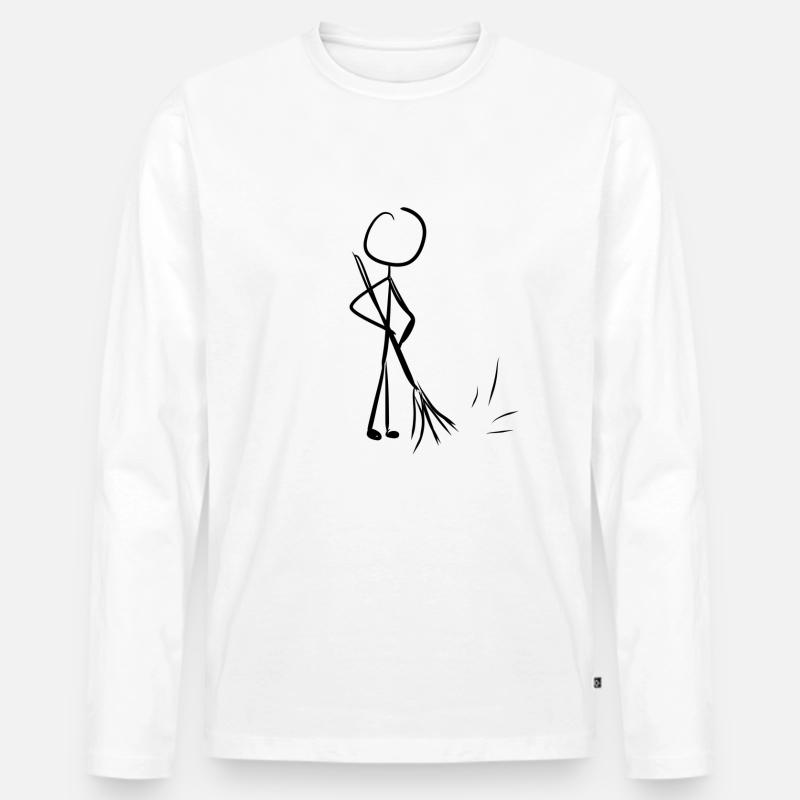 Putzen Putzmann - Männer Premium Bio Langarmshirt - Weiß