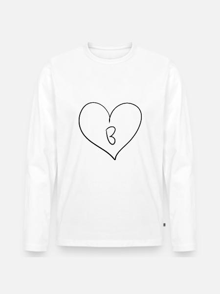 Herz Buchstabe - Männer Premium Bio Langarmshirt - Weiß