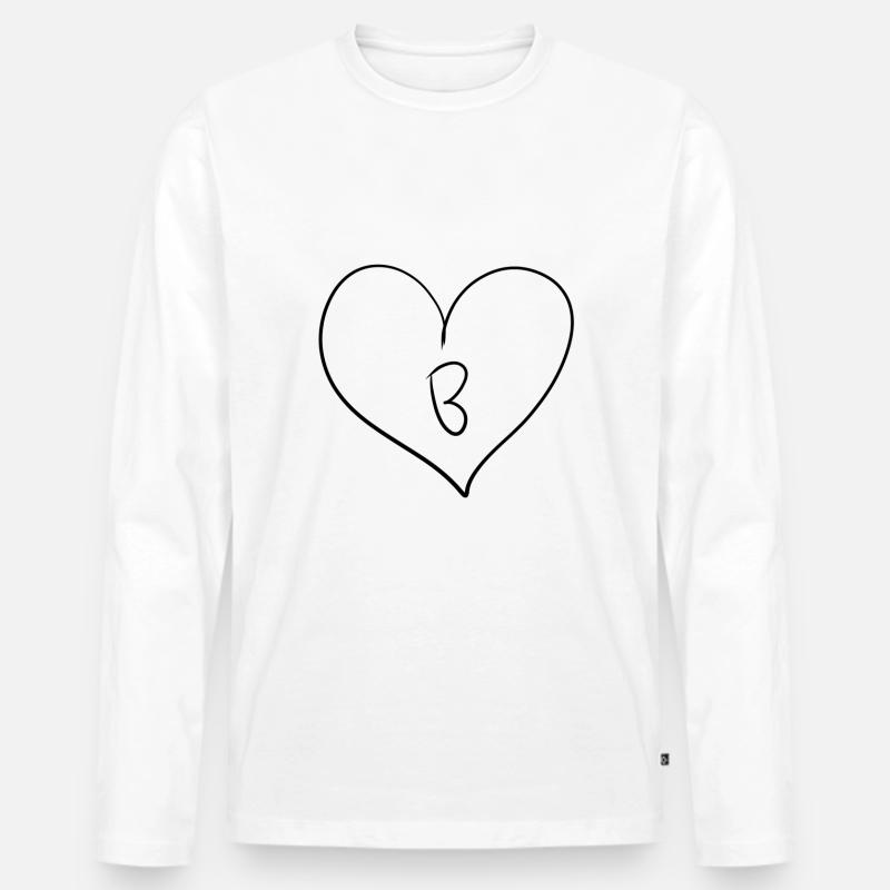 Herz Buchstabe - Männer Premium Bio Langarmshirt - Weiß