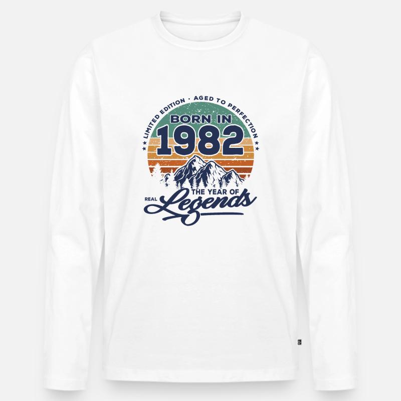 Legenden werden 1982 geboren - Männer Premium Bio Langarmshirt - Weiß