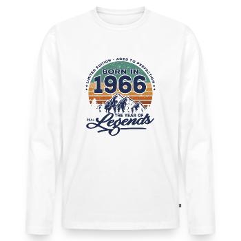 Legends are born in 1966 - Men's Premium Organic Long Sleeve Shirt - white - Front - Nico (187cm)