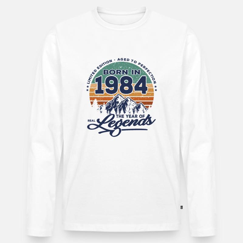 Legenden werden 1984 geboren - Männer Premium Bio Langarmshirt - Weiß