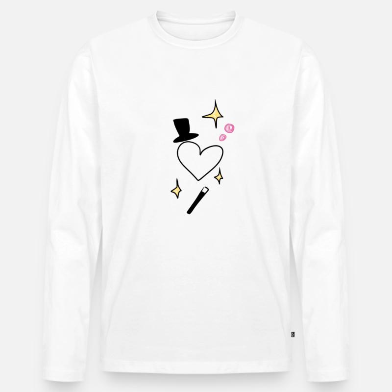 Zauberer herz - Männer Premium Bio Langarmshirt - Weiß