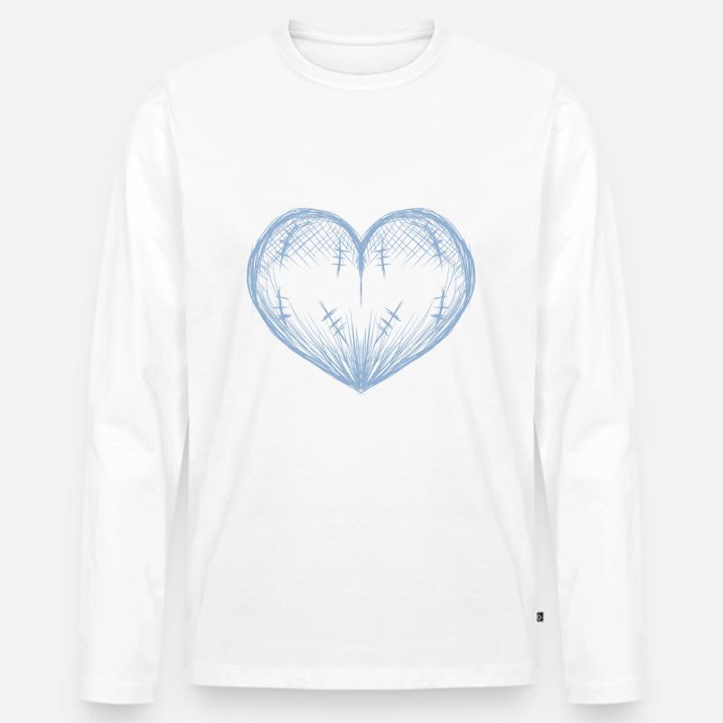 herz narben - Männer Premium Bio Langarmshirt - Weiß