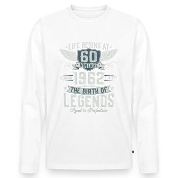 Né en 1962 Légendes 60 ans anniversaire - T-shirt manches longues Premium bio Homme - blanc - Devant - Nico (187cm)