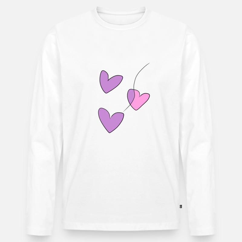 herz herzen - Männer Premium Bio Langarmshirt - Weiß