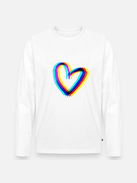 heart effect 3d symbol love - Men's Premium Organic Long Sleeve Shirt - white