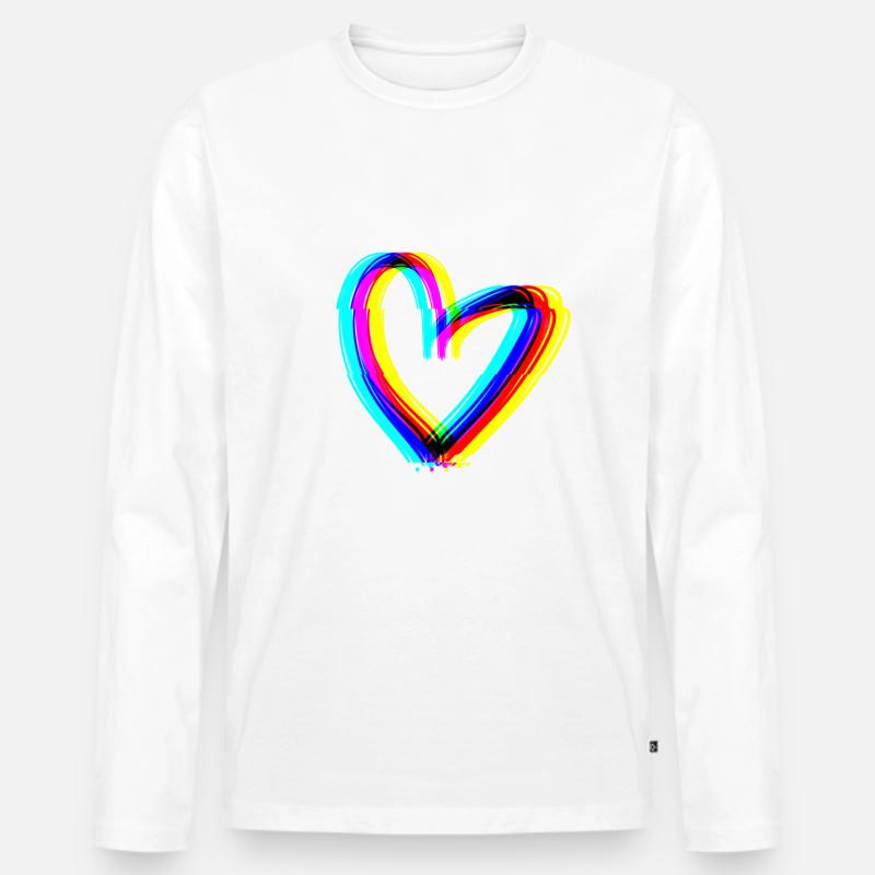 herz effekt 3d symbol liebe - Männer Premium Bio Langarmshirt - Weiß