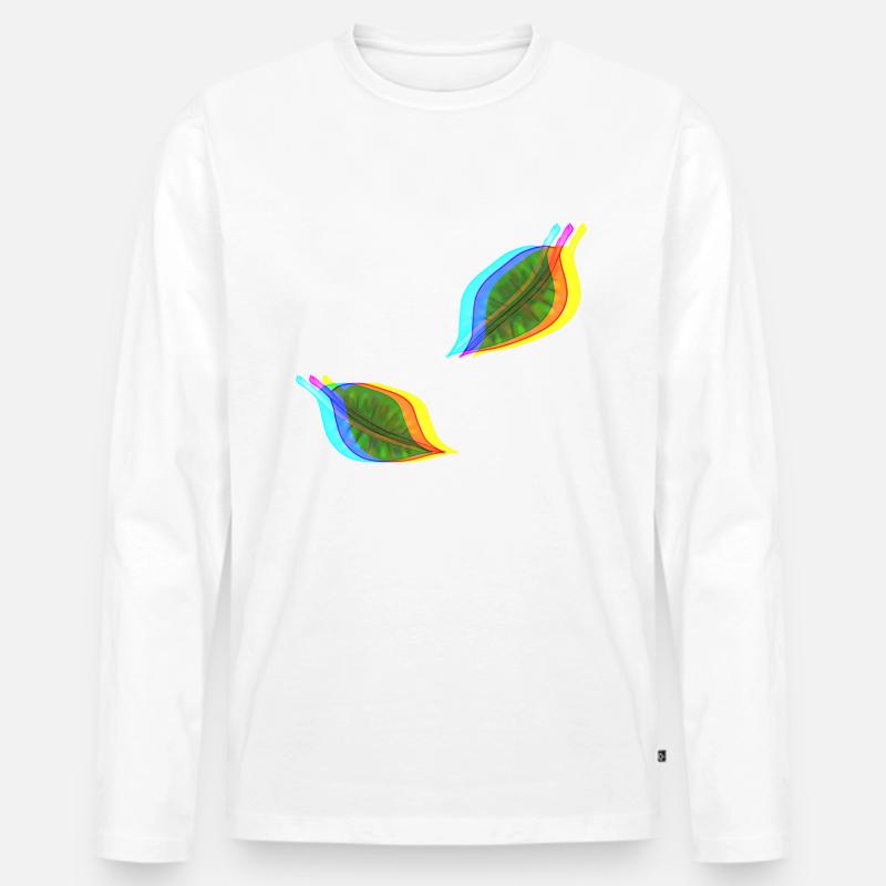blätter blatt effekt 3d - Männer Premium Bio Langarmshirt - Weiß
