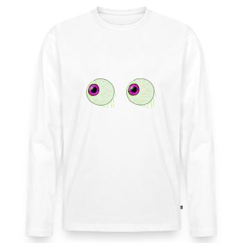 augen augäpfel verrückt gruselig lustig komisch - Männer Premium Bio Langarmshirt - Weiß - Vorne - Nico (187cm)