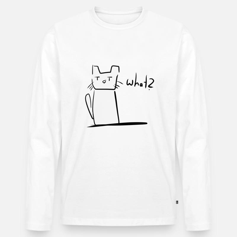 Katze verwirrt süß tier - Männer Premium Bio Langarmshirt - Weiß