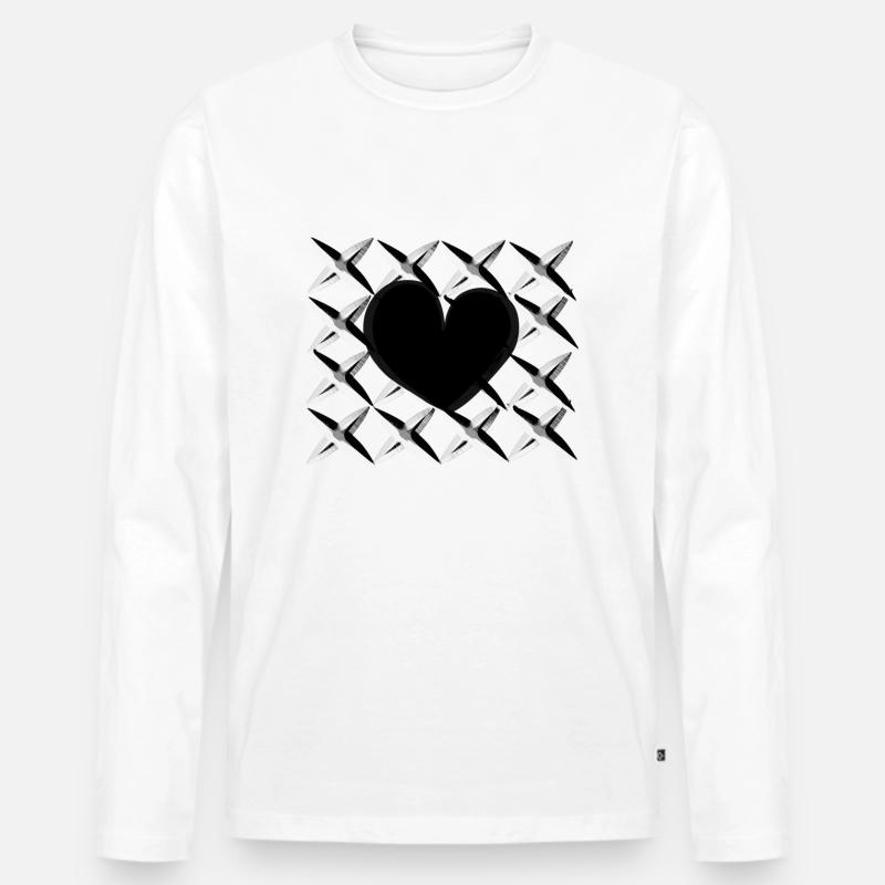 kreuz muster herz - Männer Premium Bio Langarmshirt - Weiß