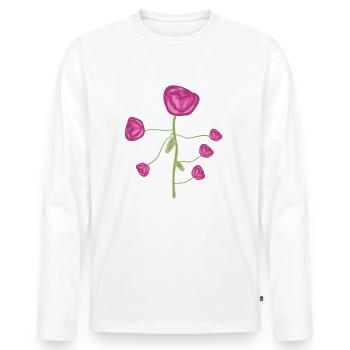plante symbole de fleur de rose rose - T-shirt manches longues Premium bio Homme - blanc - Devant - Nico (187cm)