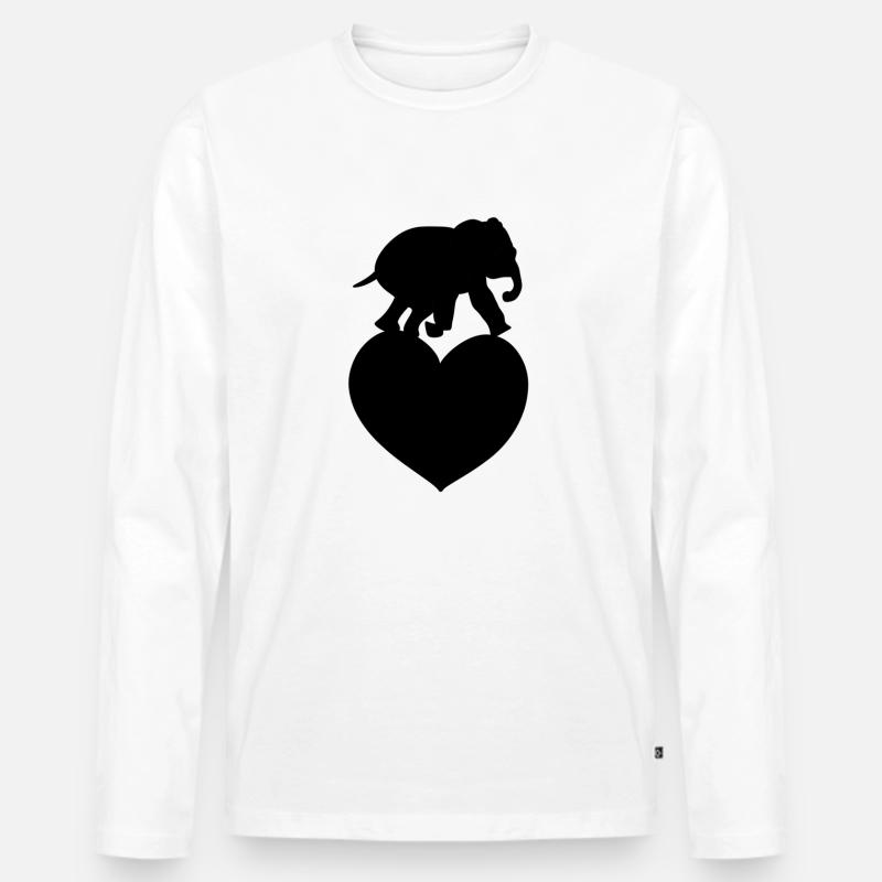 Tierliebe Herz Elefant - Männer Premium Bio Langarmshirt - Weiß