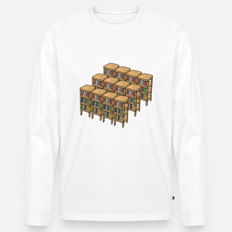bücherregale lesen buch - Männer Premium Bio Langarmshirt - Weiß