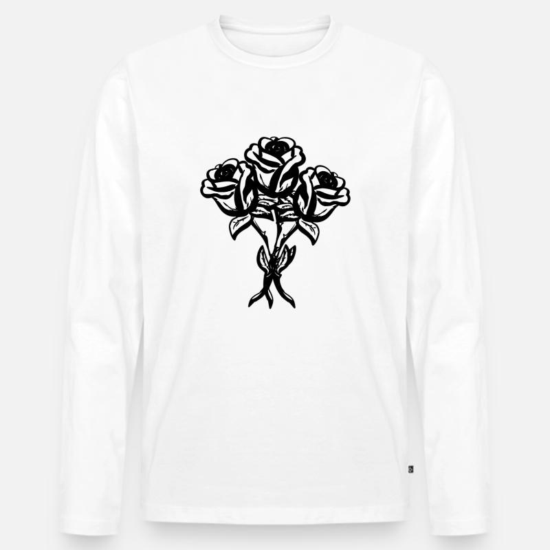drei rosen pflanzen pflanze - Männer Premium Bio Langarmshirt - Weiß