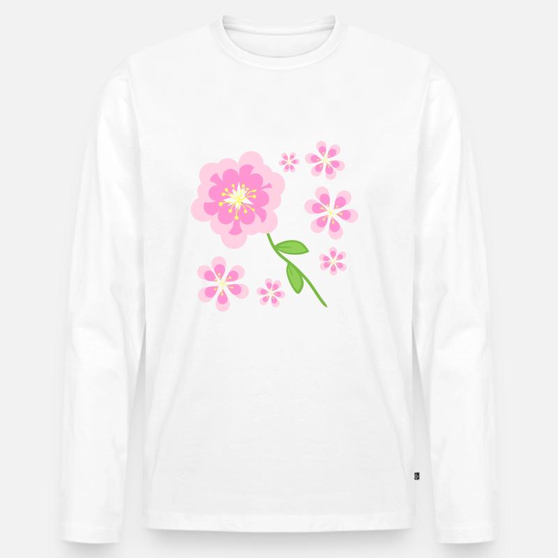 rosa blumen muster - Männer Premium Bio Langarmshirt - Weiß