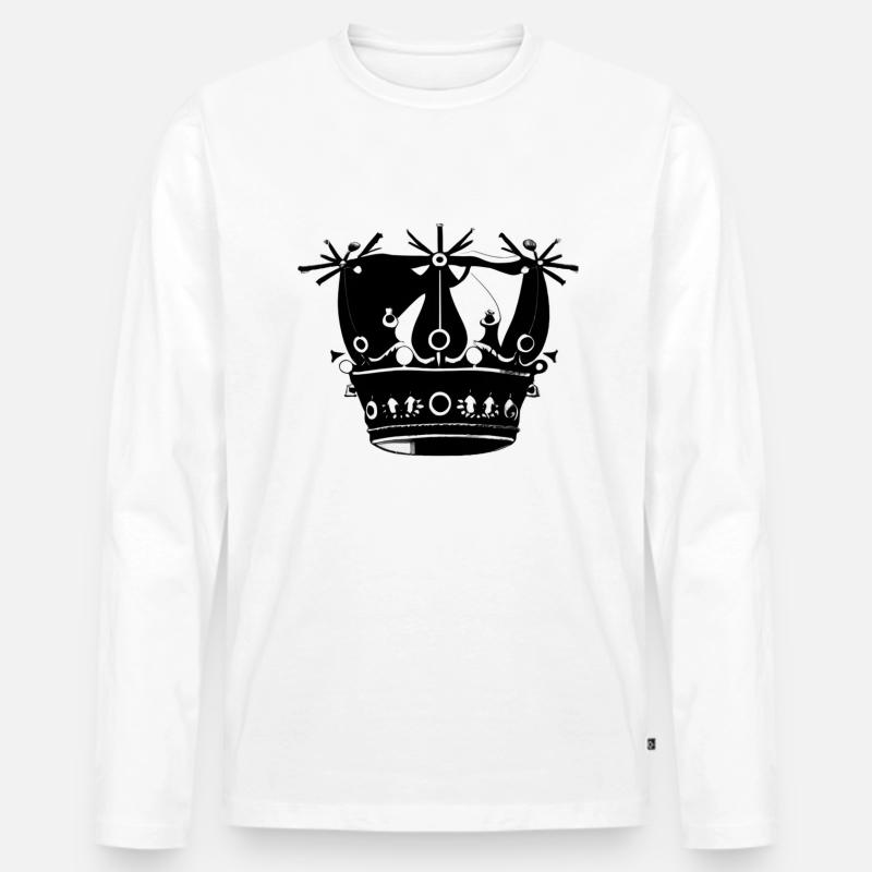Dunkle Krone Symbol - Männer Premium Bio Langarmshirt - Weiß