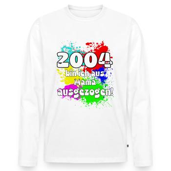 2004 bin ich aus meiner Mama ausgeszogen - Männer Premium Bio Langarmshirt - Weiß - Vorne - Nico (187cm)