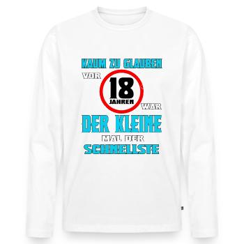 18 Geburtstag Volljährig Erwachsen Geschenk Party - Männer Premium Bio Langarmshirt - Weiß - Vorne - Nico (187cm)