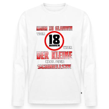 Vor 18 Jahren war er mal der schnellste - Männer Premium Bio Langarmshirt - Weiß - Vorne - Nico (187cm)