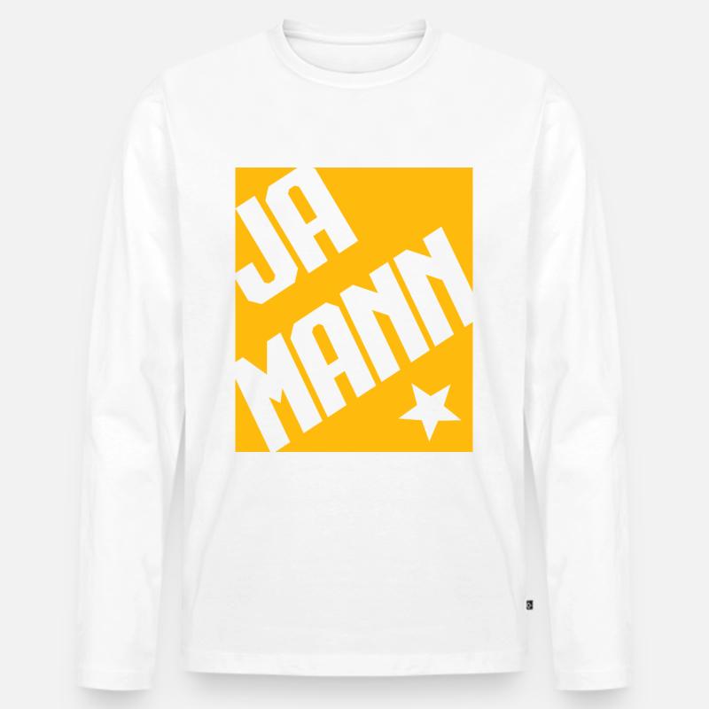 Ja Mann - Männer Premium Bio Langarmshirt - Weiß