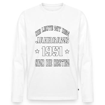 Die Leute mit dem Jahrgang 1951 - Männer Premium Bio Langarmshirt - Weiß - Vorne - Nico (187cm)