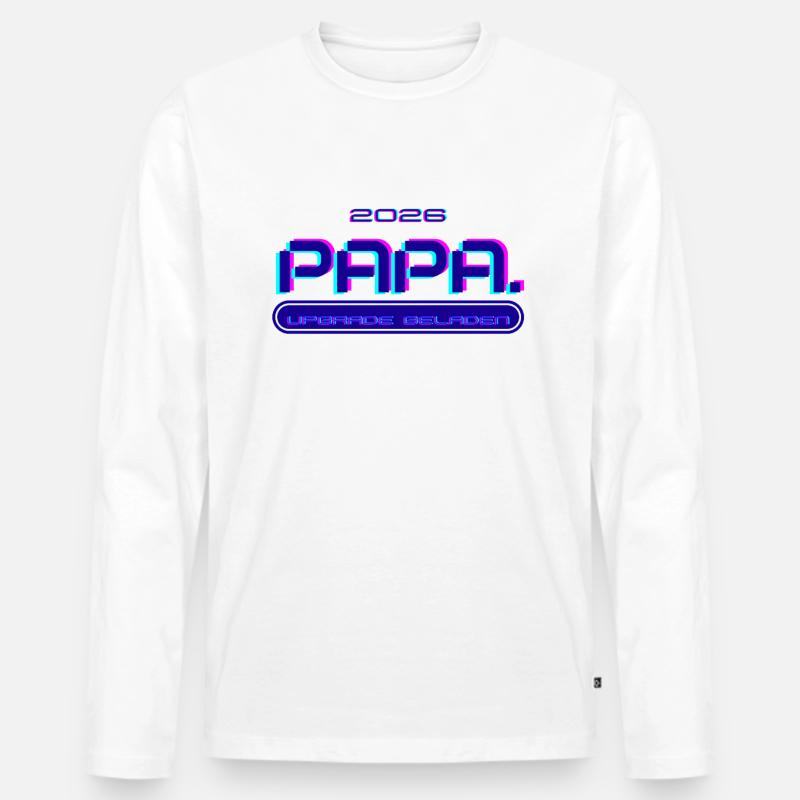 PAPA. Seit 2026 - Männer Premium Bio Langarmshirt - Weiß