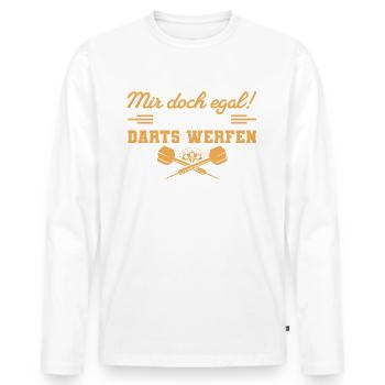 Dartspieler Mir doch egal Dart - Männer Premium Bio Langarmshirt - Weiß - Vorne - Nico (187cm)
