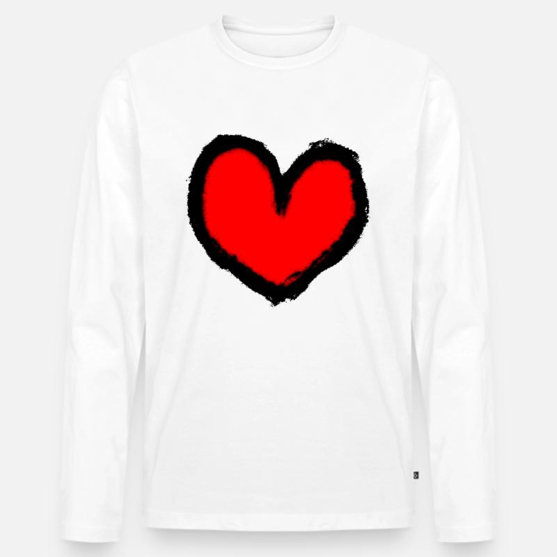 Großes Herz - Männer Premium Bio Langarmshirt - Weiß