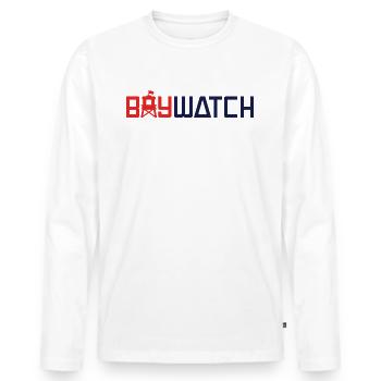 Baywatch Logo - Men's Premium Organic Long Sleeve Shirt - white - Front - Nico (187cm)
