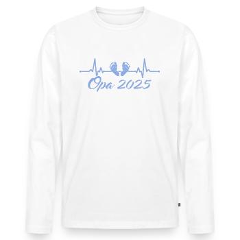 Werdender Opa 2025 Junge Babyparty - Männer Premium Bio Langarmshirt - Weiß - Vorne - Nico (187cm)