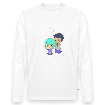 MANGA COUPLE COUPLE AMOUR MIGNON DESSINÉ ANIME - T-shirt manches longues Premium bio Homme - blanc - Devant - Nico (187cm)