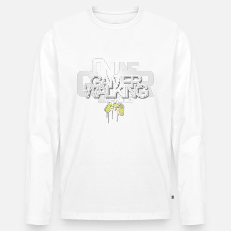 Gamer Walking - Männer Premium Bio Langarmshirt - Weiß