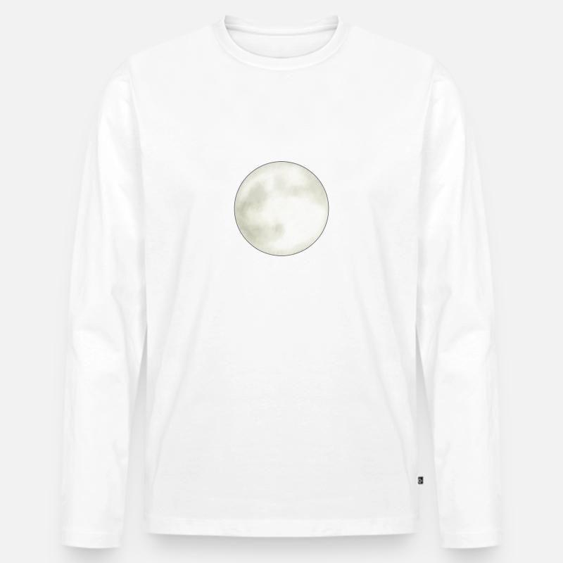 Mond - Männer Premium Bio Langarmshirt - Weiß