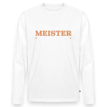 Ab sofort mit Meister ansprechen Meisterprüfung - Männer Premium Bio Langarmshirt - Weiß - Vorne - Nico (187cm)