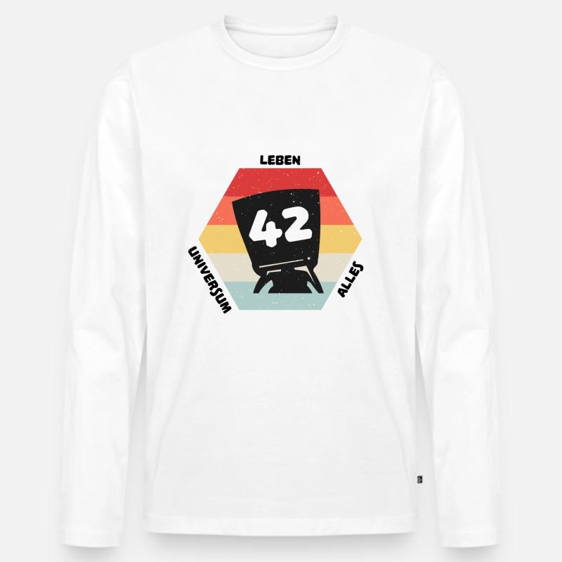 Antwort 42 - Männer Premium Bio Langarmshirt - Weiß