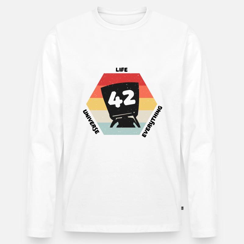 Antwort 42 - Männer Premium Bio Langarmshirt - Weiß