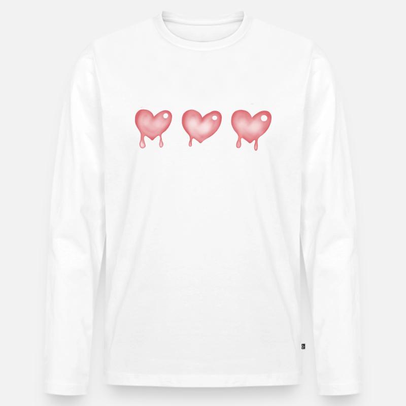 Herzen Herz - Männer Premium Bio Langarmshirt - Weiß