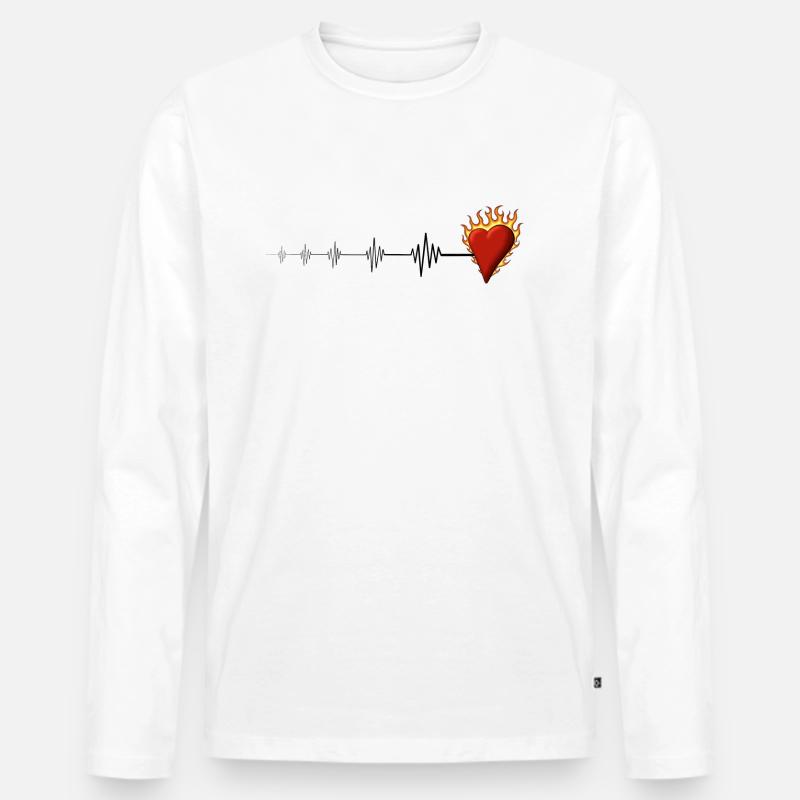 Brennendes Herz - Männer Premium Bio Langarmshirt - Weiß